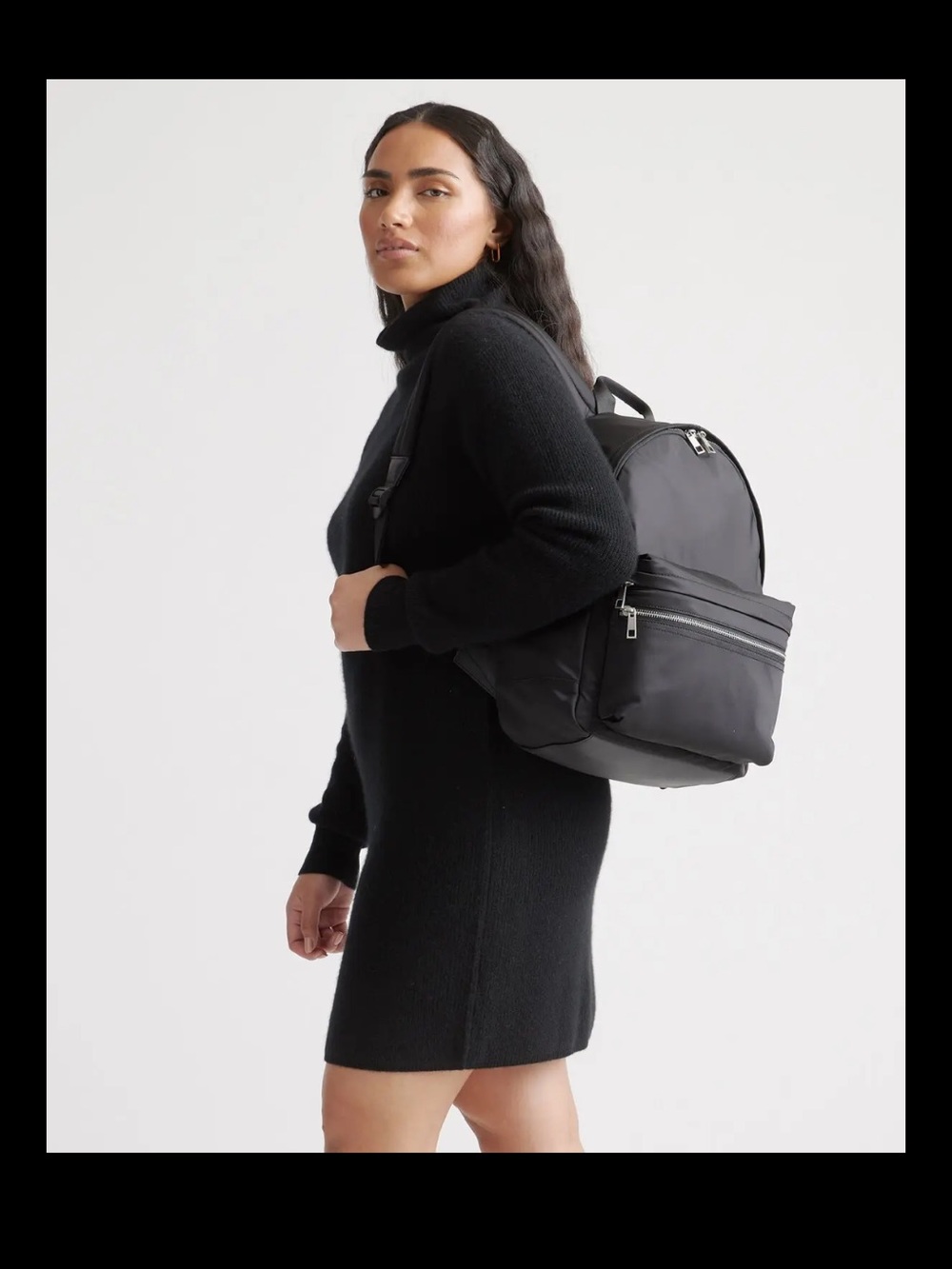 Quince  Revive Unisex Black Nylon Daypack Backpack . Size OS